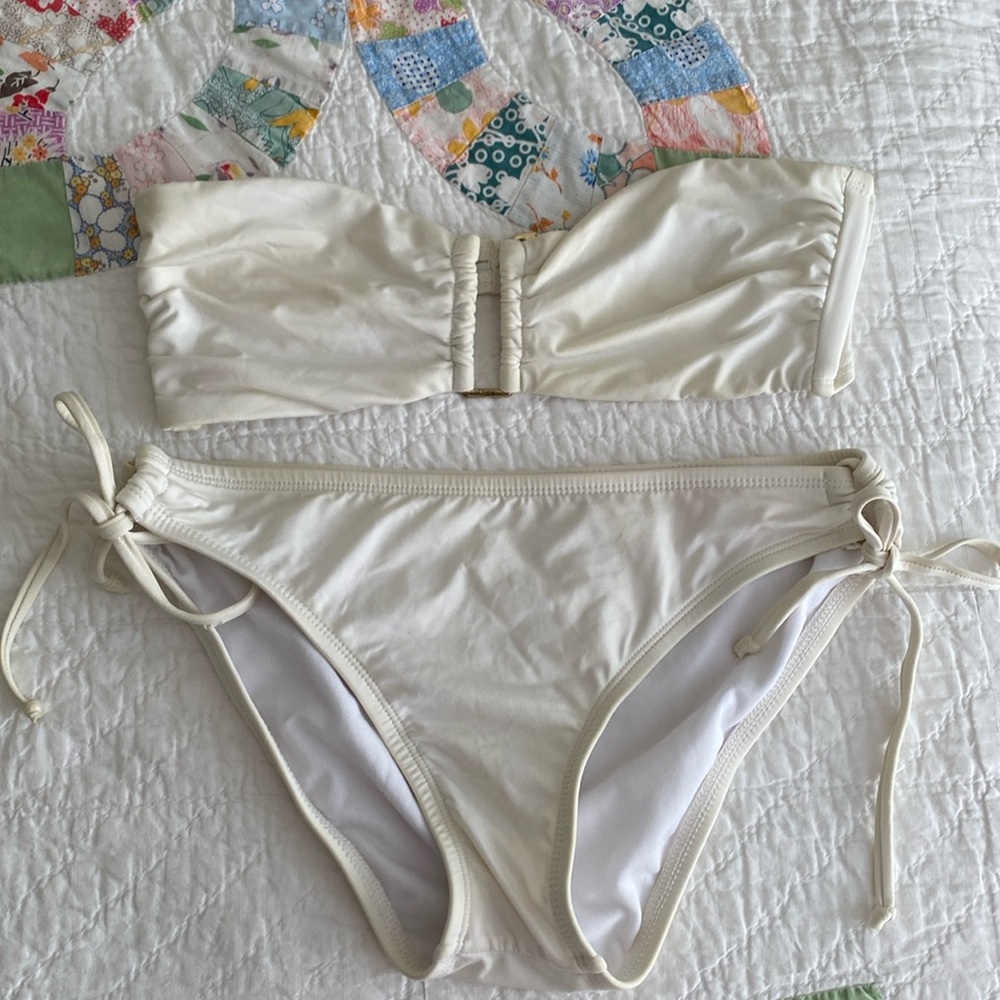 White Strapless Bikini with Tie Sides